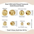 thumbnail image 2 of 1 Box 120Pcs 4 Style Textured Solid Round Beads 18K Gold Plated Brass Geometry Cube Round Golden Spacer Beads for Bracelets Making DIY Necklaces Jewellery Crafts for DIY Real 18K Gold Plated, 2 of 6