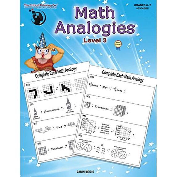 Pre-Owned Math Analogies Level 3 Workbook - Analogical & Mathematical Reasoning Puzzles Using Standards-Based Analogies (Grades 6-7), 9781601447012, 1601447019, Paperback,