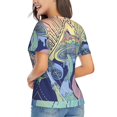 thumbnail image 3 of Women Short Sleeve V Neck Tops T-Shirts Summer Tees, Magic Mushrooms Geometry Psychedelic, 3 of 6