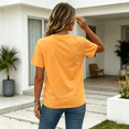 thumbnail image 5 of Dwellite Cotton Blend Shirts for Women Crew Neck Short Sleeve Summer Shirts Solid Loose Fit Tshirt 2026 Orange M, 5 of 5