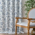 thumbnail image 4 of CURTAINKING Blackout Curtains 84 Inch, Printed Floral French Farmhouse Curtains for Bedroom Living Room Back Tab Thermal Insulated Window Drapes, 2 Panels Blue, 4 of 10