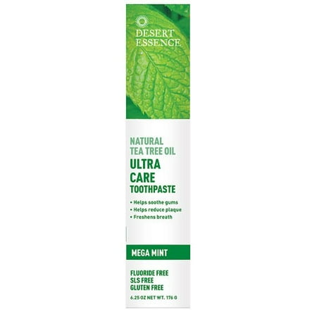 625 Mint - Desert Essence Natural Tee Tree Oil Fluoride-Free Toothpaste, Mega Mint, 6.25 Oz