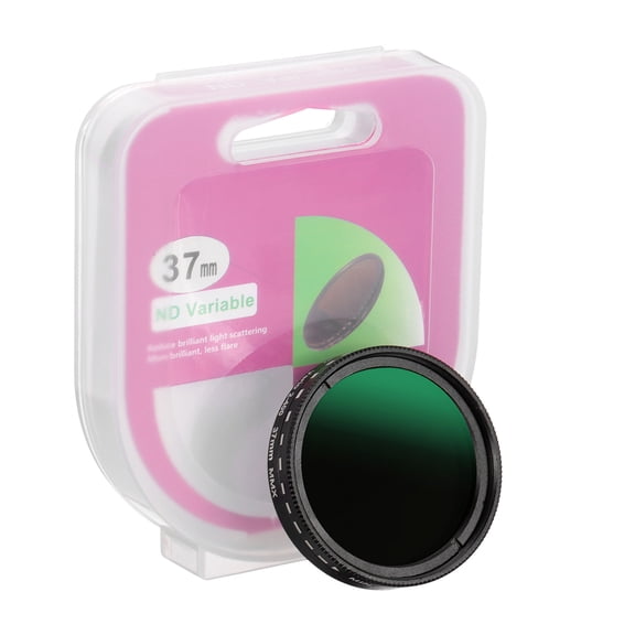 Uxcell 37mm ND Filter, Variable ND Lens ND2-ND400 Adjustable Neutral Density Filter Slim Optical Glass with Cap, Black