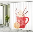 thumbnail image 4 of Ambesonne Hot Chocolate Shower Curtain, Xmas Food Art Mug, 69"Wx84"L, Dark Pink Peach White, 4 of 4
