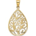 thumbnail image 4 of 14K Yellow Gold Polished / Textured Filigree Teardrop Pendant Made In United States k5280, 4 of 6