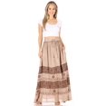 thumbnail image 5 of Sakkas Sandra Women's Casual Long Maxi Boho Gypsy Skirt Elastic Waist & Pockets - Beige - Plus Size, 5 of 5