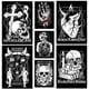 thumbnail image 2 of Carteles de esqueleto gótico blanco y negro, calaveras Vintage mate, papel Kraft, pegatina antigua, decoración del hogar, Bar, cafetería, arte, pintura de pared, 2 of 4