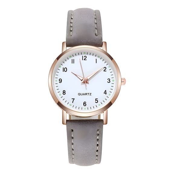 DESIGNICE Women's Watches,Classic Quartz Watch with Luminous Easy Read Dial,Leather Watch Band,Vintage Small Face Round Watches for Women,Birthday Gift for Ladies (Gray)