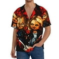 thumbnail image 7 of Lsque Chucky print Men's Cuban Collar Short Sleeve Shirt Summer Beachwear Casual Button Down Fashionable Vacation Leisure Shirt-X-Large, 7 of 7
