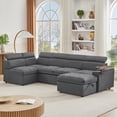 thumbnail image 2 of Modern Grey Fabric Sectional Sofa with Storage Ottoman (220×80×75cm), 2 of 12