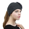 thumbnail image 4 of NYFASHION101 Stone Accent Hand Knitted Flower Winter Headband Headwrap - NAG320Y, Dark Gray, 4 of 4