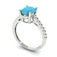thumbnail image 2 of Solitaire with Accents Engagement Ring for Women - 2.21ct Simulated Turquoise in 14K White Gold Promise Ring, 2 of 6