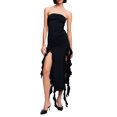 thumbnail image 1 of ZAXARRA Robe Sans Manches à Épaules Dénudées pour Femme Été Couleur Unie Irrégulière à Volants Robe de Soirée Plage Mode Urbaine, 1 of 6