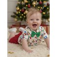 thumbnail image 5 of Spewahor Toddler Baby Boy Christmas Outfit 0 6 12 18 24 Months 2T 3T Lights String Print Short Sleeve Bowtie Shirt Solid Elastic Waist Shorts 2 Piece Gentleman Set, 5 of 9