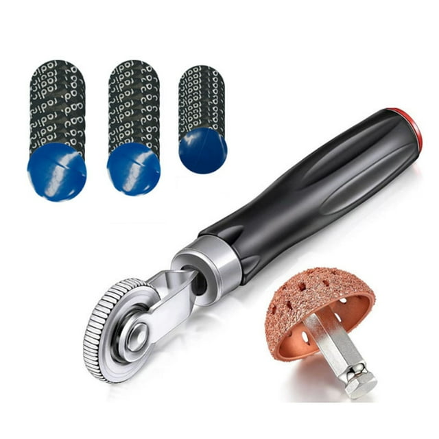 Kit d'Outils de Réparation de Pneus 32 Pcs, Rouleau de Patchs de Pneus avec Tampon de Réparation de Roues et Pneus pour Voitures Camions 55mm