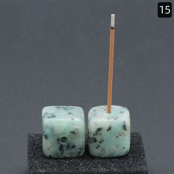 XmhyTop-A Porta incienso de piedra de cristal, paquete de 2 varillas para aromaterapia, meditación de yoga, 20 x 20 mm con orificio de 3 mm, quemador de piedra natural, S14