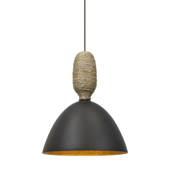 1XT-CREED-LED-BR-Besa Lighting-Creed-One Light Pendant with Flat Canopy-8 Inches Wide by 10 Inches High-Bronze Finish