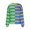 thumbnail image 5 of Color Block Striped Oversize Sweatshirts Womens Pullover Drop Shoulder Long Sleeve Tops Crew Neck Casual Sweaters (X-Large, Green), 5 of 5