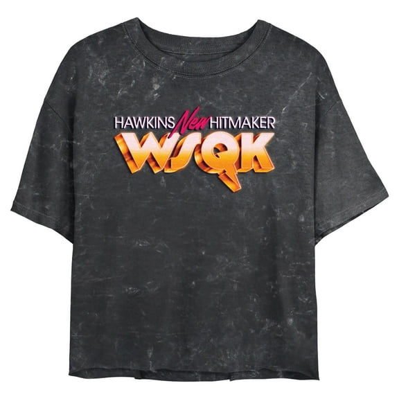 Netflix Juniors' Stranger Things Chrome WSQK Hitmaker Logo Cropped T-Shirt