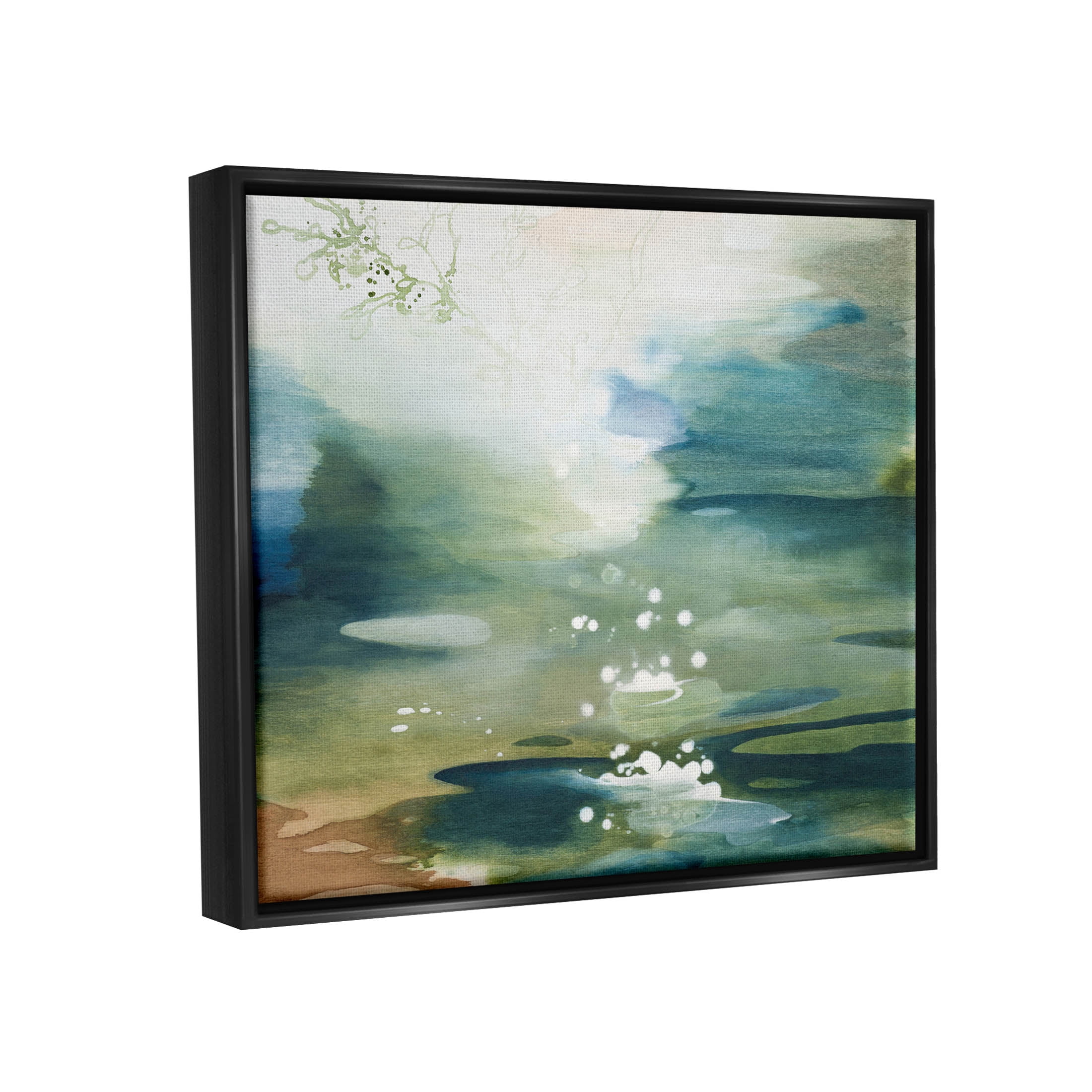 Water Surface Landscape Bubbles Abstract Painting Jet Black Framed Art Print Wall Art