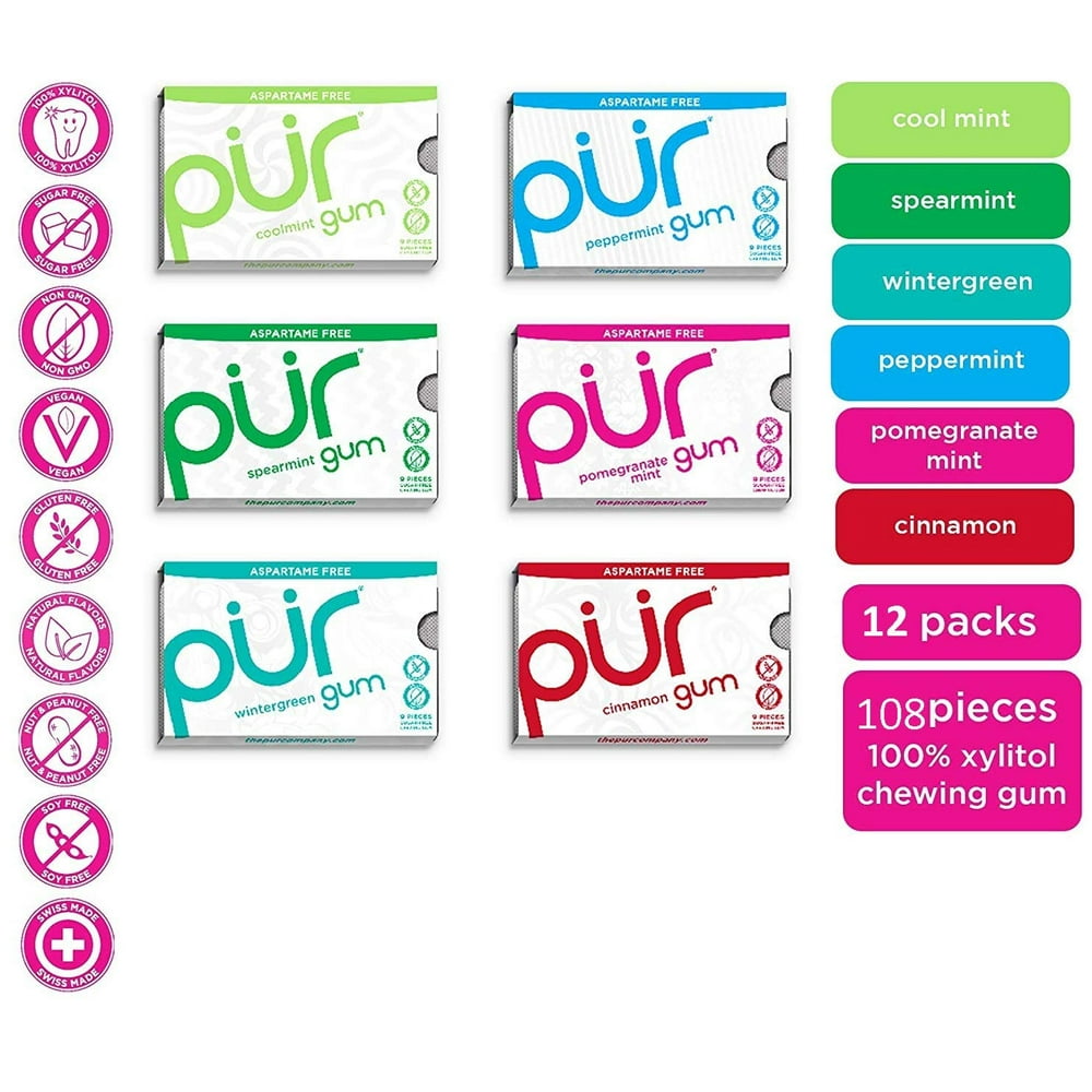 PUR GUM VARIETY PACK, 2 OF EACH FLAVOR