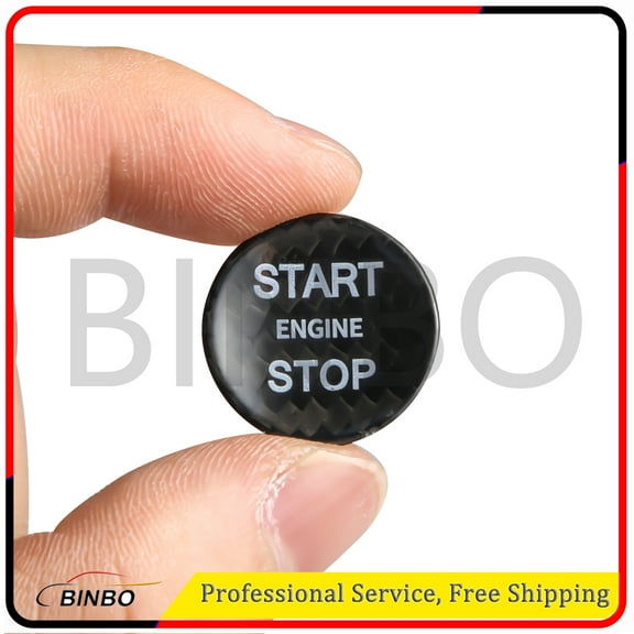 Engine Start Stop Push Button Cover Trim Carbon Fiber Black