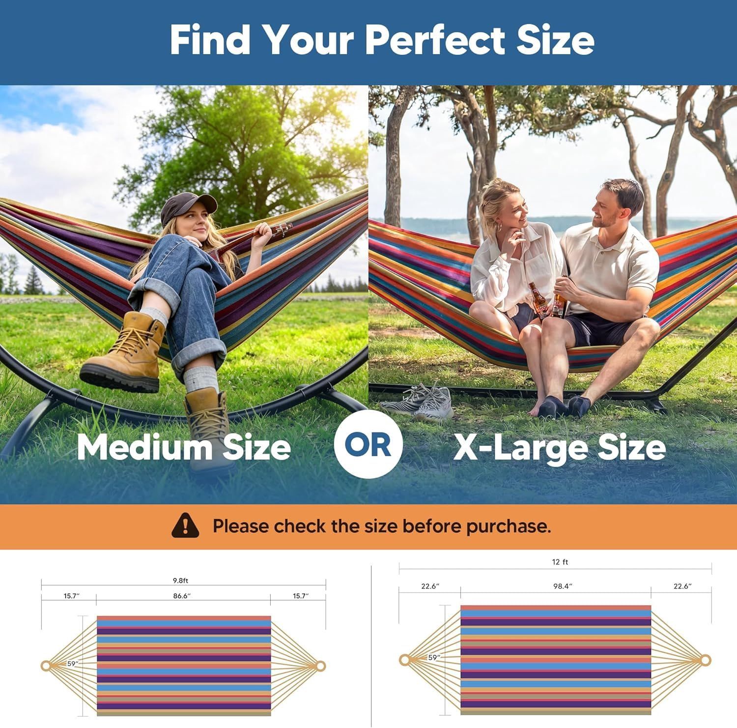 Portable Tree Hammock, Double Hammocks 2 Person with Outer Bag