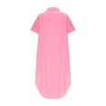 thumbnail image 5 of AherBiu Cotton Linen Dresses for Women Button down Shirt Lapel V Neck Short Sleeve Lightweight Long Summer Dress, 5 of 5