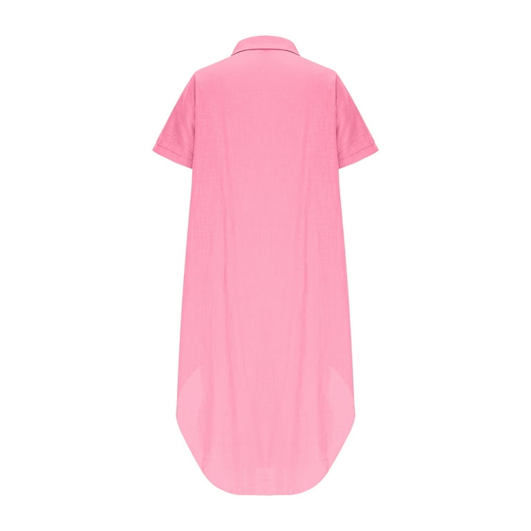 AherBiu Cotton Linen Dresses for Women Button down Shirt Lapel V Neck Short Sleeve Lightweight Long Summer Dress AherBiu Cotton Linen Dresses for Women Button down Shirt Lapel V Neck Short Sleeve Lightweight Long Summer Dress