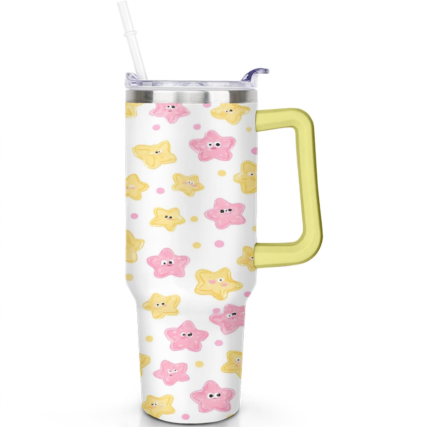 40 oz Tumbler Starfish with Handle Stainless Steel Water Bottle Leak Resistant Cup Car Cup Holder Friendly for Travel Commuting