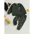 thumbnail image 2 of Wassery Toddler Girls Boys Halloween Outfits Set Long Sleeve Ghost Print Sweatshirts Tops + Long Pants Sets 6M 12M 18M 2T 3T Toddler Girl 2PCS Fall Casual Clothes, 2 of 9