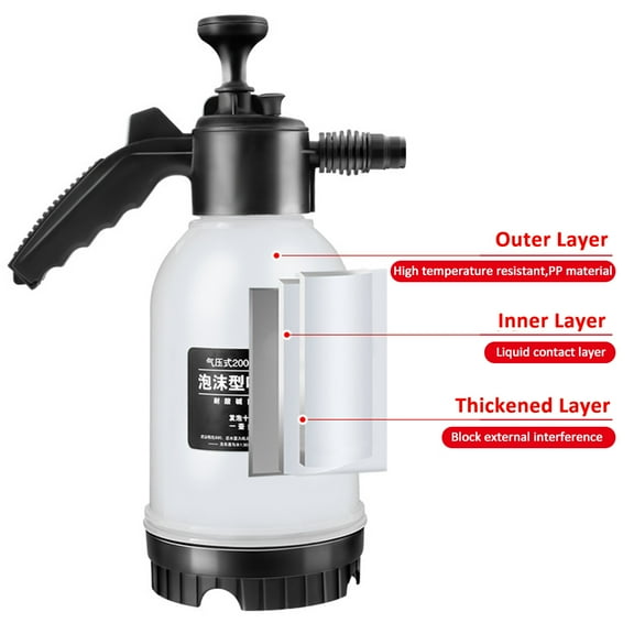 Ml Foam Sprayer, Foaming Pump Hand Pressure Snow Foam Sprayer Water Sprayer 2L With Two Nozzle
