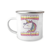 11th Birthday Unicorn Gift Coffee Mug, Awesome Since 2010 -12 Oz Stainless Steel Enamel Finish White Camper Coffee Mug