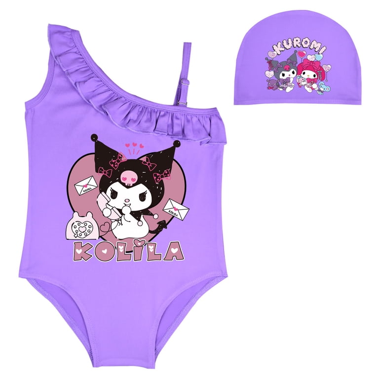 Girls Kuromi One Piece Swimsuits Cartoon Swimwear Kids Bathing