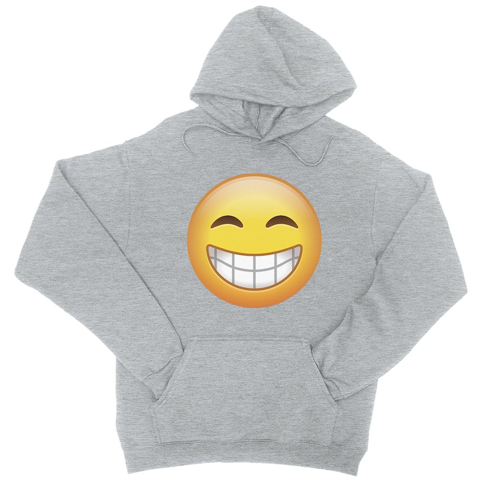 365 Printing EmojiSmiling Unisex Grey Pullover Hoodie Nice Beautiful