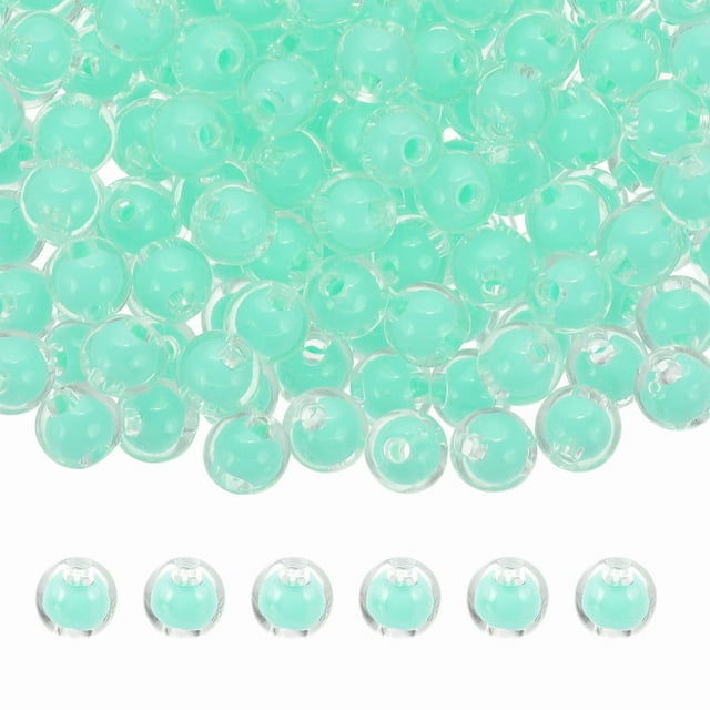 Uxcell 500 Pcs Perlas de Acrílico 0.08" Perlas Lindas para Pulseras Verde Transparente