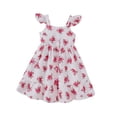 thumbnail image 1 of MHFRRA Robes pour Filles Robe à Manches Volantées à Fleurs pour Tout-Petites Printemps Été Tenue Décontractée Confortable 3-4 Ans, 1 of 6
