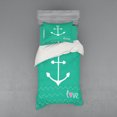 thumbnail image 2 of Ambesonne Nautical Bedding Set 4 Pcs, Anchor Heart Shapes, Queen, Green Pink White, 2 of 3