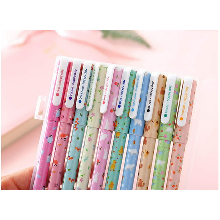 Cute Colored Gel Pens Fine Point Colorful Ink Flower Pen for Women Kids Students Teens, 10 Pcs(E), Size: 6.2 in