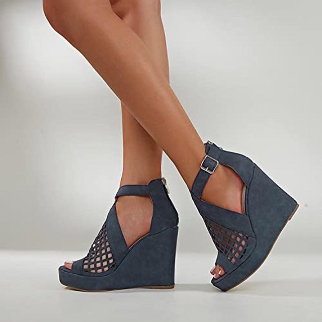 Nuevas sandalias de cuña Zapatos de mujer ahuecados con boca de pez de fondo grueso para mujer Wmkox8yii sa3527