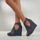 thumbnail image 1 of Nuevas sandalias de cuña Zapatos de mujer ahuecados con boca de pez de fondo grueso para mujer Wmkox8yii sa3531, 1 of 8