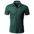 thumbnail image 2 of H2H Men's Casual Slim Fit Short Sleeve Jersey Button Down Shirt (CMTSTS044), 2 of 6