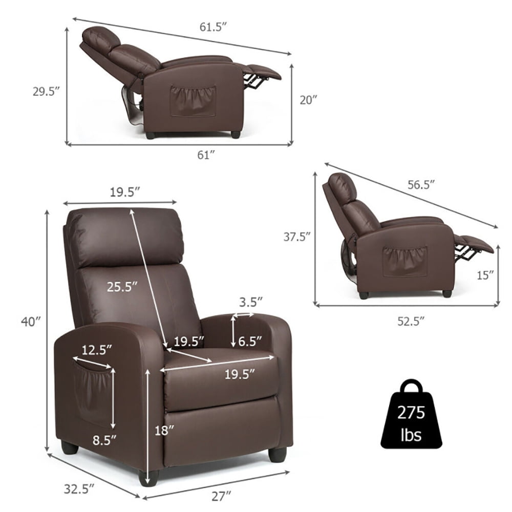 Finihen Massage Recliner Chair, Recliner Sofa Wingback Chair with Massage Function, for Living Room, Bedroom, Brown