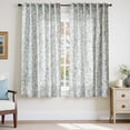 thumbnail image 3 of Curtainking Floral Curtains Linen Farmhouse Curtains for Living Room 63 inch Country Curtains Back Tab Semi Sheer Curtains Light Filtering 2 Panels Blue on Beige, 3 of 10