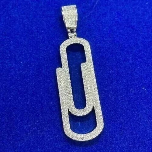 2Ct Round Cut Lab Created Diamond Men's Pendant 14K White Gold Finish Silver