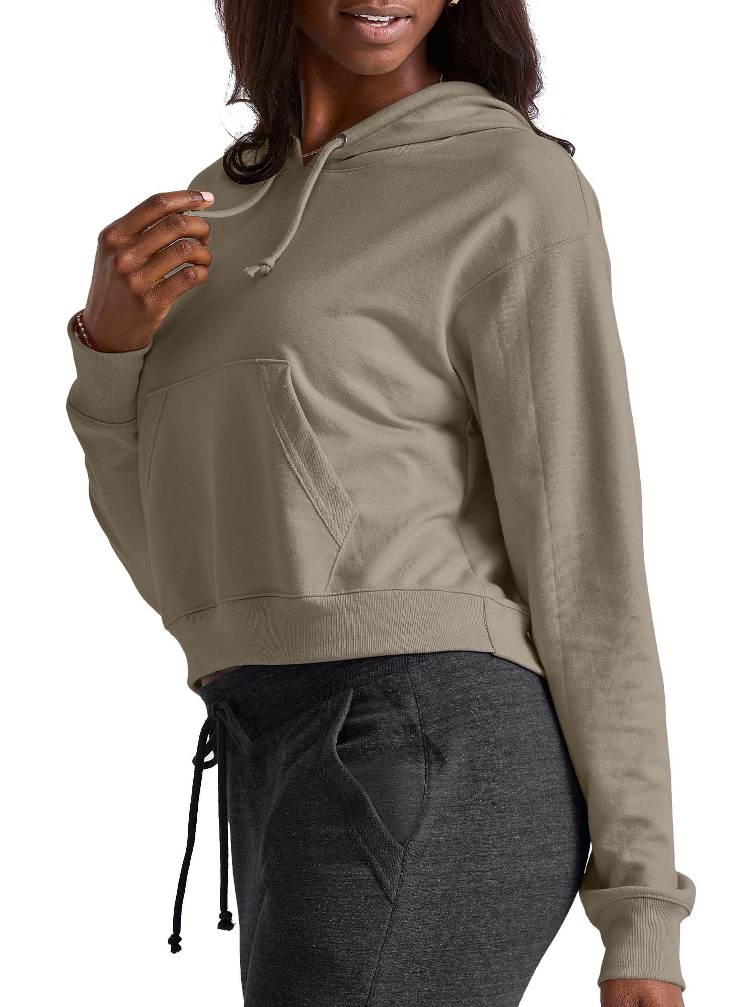 Hanes Originals Women s French Terry Crop Hoodie Walmart
