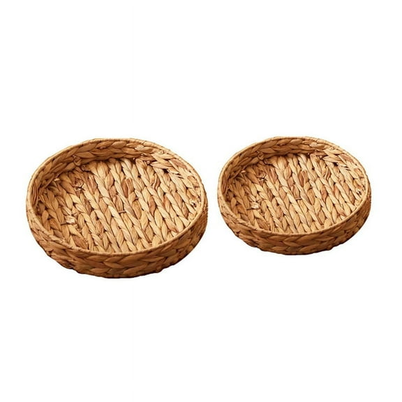 Round Wicker Baskets,Hand Woven Tray Storage Baskets Natural Water Hyacinth Small Basket for Fruit Kitchen Table