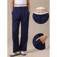 thumbnail image 2 of DARING DIVA Women's Striped Wide Leg Casual Work Long Pants Small Navy Blue, 2 of 6