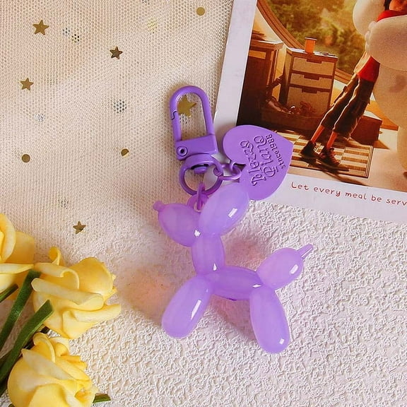 Cute Jelly Colored Balloon Dog Keychains For Women Y2k Bag Pendant Couple Car Key Chains Jewelry Gift Decoration Accessories