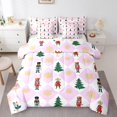 thumbnail image 1 of Christmas Nutcracker Decor Bedding Sets Full Size,Nutcracker Soldier Mouse Ballet Girl 7Pcs Comforter Set for Kids Teens,Christmas Tree Gold Snowflake Fitted Flat Sheet Purple Check Bed in a bag, 1 of 5